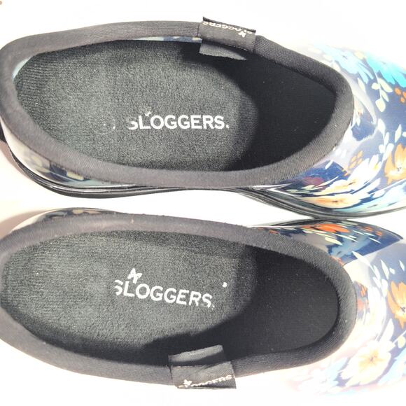 SLOGGERS Waterproof Gardening Clogs Women's 9 Made In USA Floral Fun Blue - Picture 7 of 7